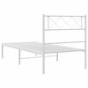 vidaXL Metal Bed Frame without Mattress with Headboard White 90x190cm