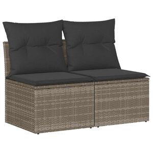 vidaXL 2 Piece Garden Sofa Set with Cushions Grey Poly Rattan Acacia