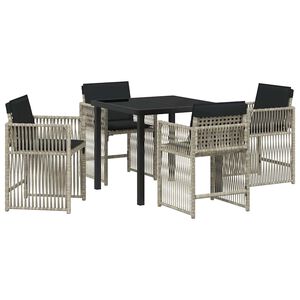 vidaXL Garden Dining Set 5 pcs Light Grey Poly Rattan