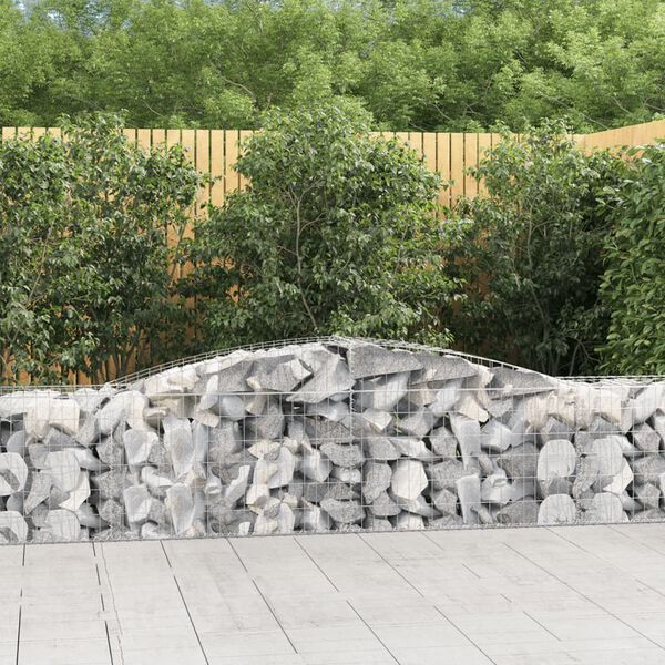 vidaXL Arched Gabion Basket 400x50x60/80 cm Galvanised Iron