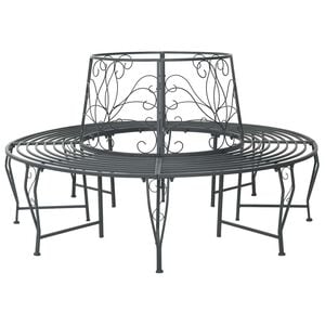 vidaXL Tree Bench 8-Seater &Oslash; 160 x 89 cm Steel Silver Grey Round