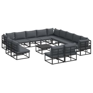 vidaXL Garden Sofa Set 14 pcs Black Aluminium