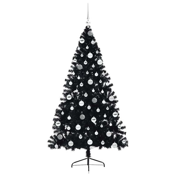 vidaXL Artificial Pre-lit Christmas Tree Black 180 cm PVC
