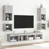 vidaXL 8 Piece TV Wall Units with LED Concrete Grey Engineered Wood
