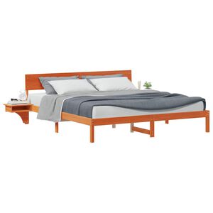 vidaXL Bed Frame with Headboard Wax Brown 180 x 200 cm Solid Pine Wood