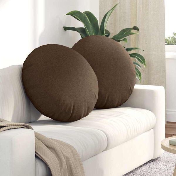vidaXL Seat Cushions 2 pcs Brown &Oslash;80 x 29 cm Fabric