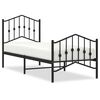 vidaXL Metal Bed Frame without Mattress with Footboard Black 75x190cm