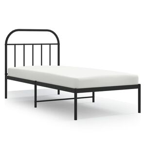 vidaXL Metal Bed Frame without Mattress with Headboard Black 80x200cm
