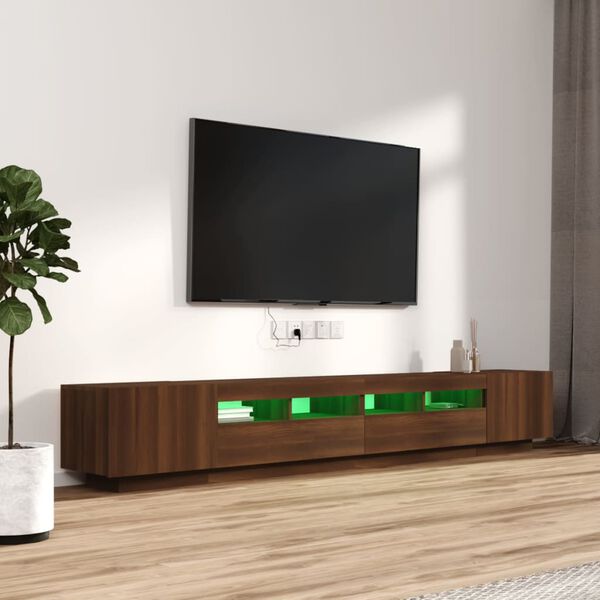vidaXL 3 Piece TV Cabinet Set with LED Lights Brown Oak Engineered Wood