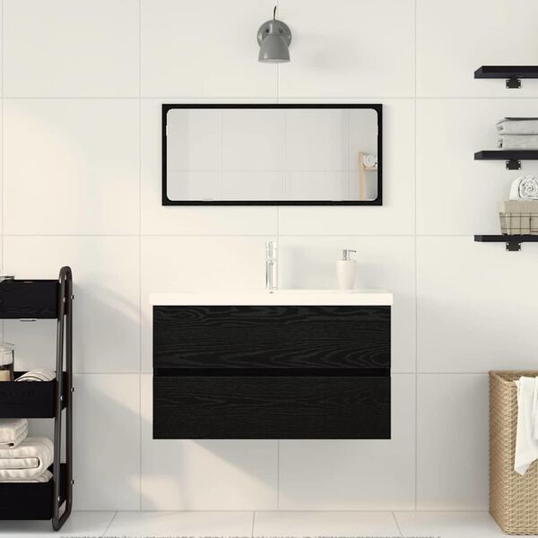 vidaXL Bathroom Furniture Set 3 pcs Black Oak Engineered Wood