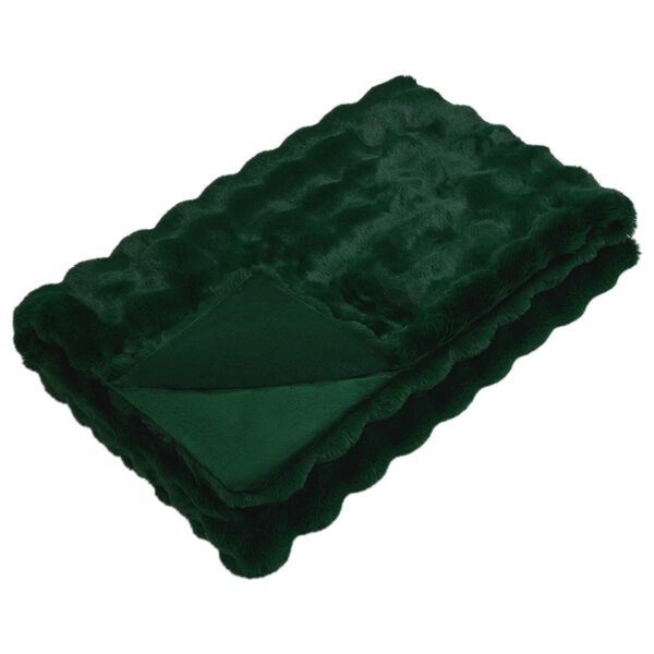 vidaXL Faux Rabbit Fur Blanket Olite Dark Green 240 x 270 cm Polyester