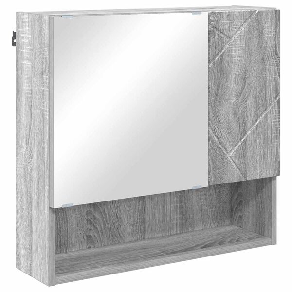 vidaXL Mirror Cabinet Grey Sonoma 59 x 17 x 55 cm Engineered Wood