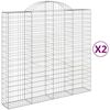 vidaXL Arched Gabion Baskets 2 pcs 200x50x180/200 cm Galvanised Iron