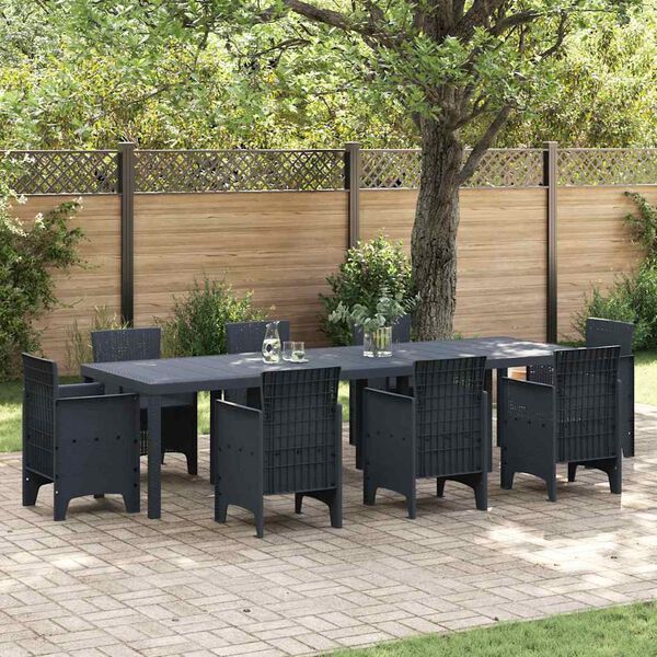 vidaXL Garden Dining Table Anthracite 300 x 100 x 73 cm Poly Rattan