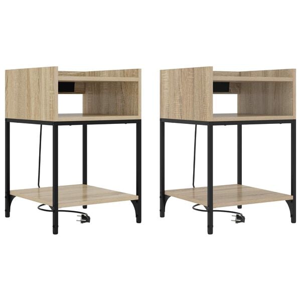 vidaXL Bedside Cabinet with Shelf 2 pcs Sonoma Oak 40 x 40 x 61 cm