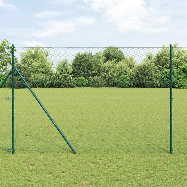vidaXL Fence Post Green 50 x 1.5 m (36 mm mesh) Steel and PVC