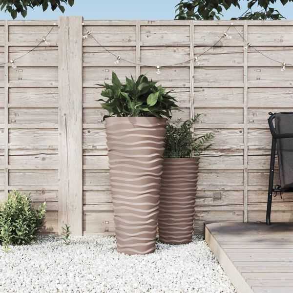 vidaXL Planter with Removable Inner Mocha 18/45 L PP Grooved Look