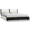 vidaXL Bed Frame without Mattress Black&White Faux Leather 135x190 cm Double