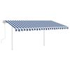 vidaXL Manual Retractable Awning with LED 4.5x3 m Blue and White