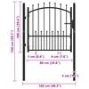vidaXL Fence Gate Emmen with Spikes Steel 104x97 cm Black