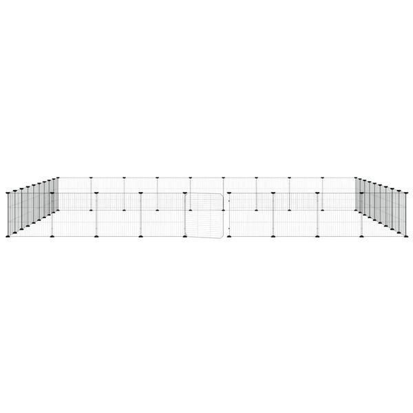 vidaXL 36-Panel Pet Cage with Door Black 35x35 cm Steel