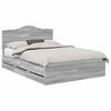 vidaXL Bed Frame with Drawer Grey Sonoma 160 x 200 cm Engineer Wood