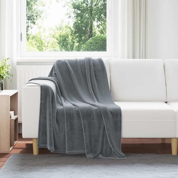 vidaXL Throw Blanket Dark Grey 130 x 150 cm Fleece