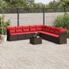 vidaXL 10 Piece Garden Sofa Set with Cushions Brown Poly Rattan