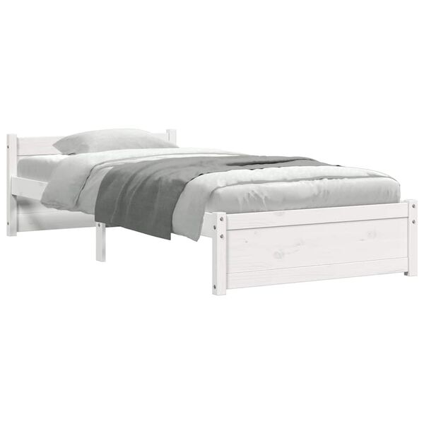 vidaXL Bed Frame without Mattress White Solid Wood 75x190 cm Small Single