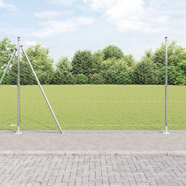 vidaXL Fence Post Silver 10 x 1.4 m (50 mm mesh) Steel