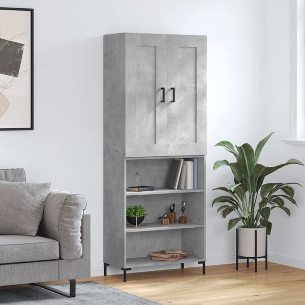 vidaXL Highboard Concrete Grey 69.5x34x180 cm Engineered Wood
