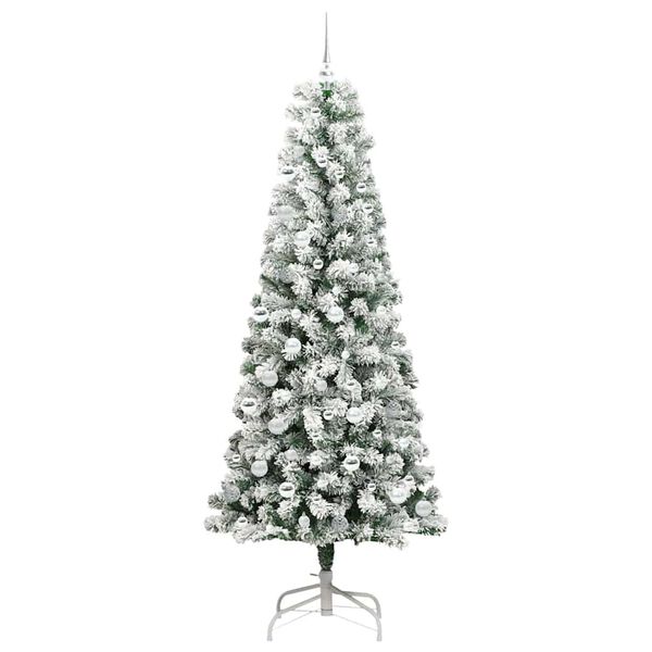vidaXL Artificial Hinged Christmas Tree Green and White 210 cm