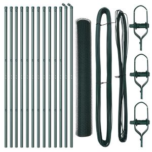 vidaXL Hexagonal Fence Ground Fix 25 x 1.4 m PVC-Coated Steel Green