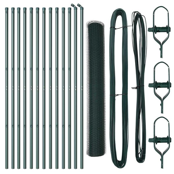 vidaXL Fence Post Green 25 x 1.4 m (25 mm mesh) Steel and PVC