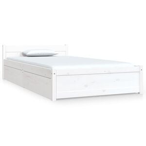 vidaXL Bed Frame without Mattress with Drawers White 100x200 cm (815035+814990)