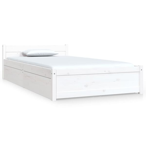 vidaXL Bed Frame without Mattress with Drawers White 100x200 cm (815035+814990)