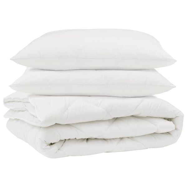 vidaXL Duvet with Pillow 3 pcs White Microfibre