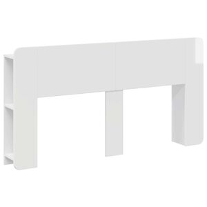 vidaXL Headboard Cabinet with Storage High Gloss White Engineered Wood