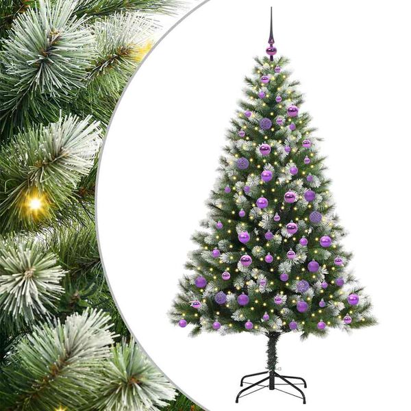 vidaXL Artificial Hinged Christmas Tree with Flocked Snow 180 cm