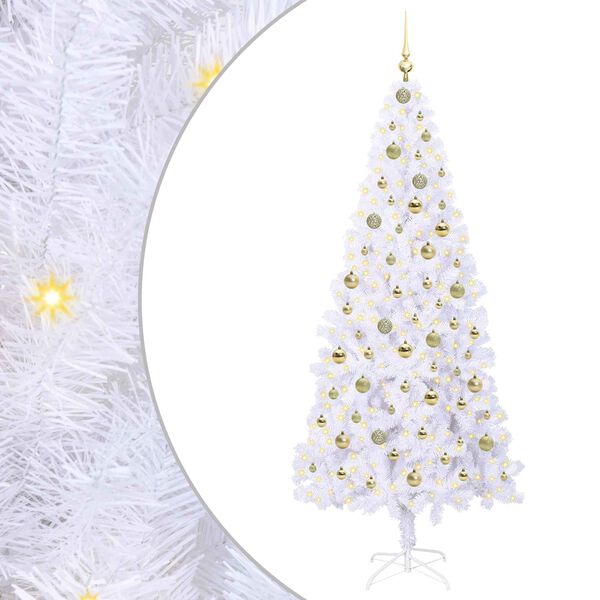 vidaXL Artificial Christmas Tree with Stand White 210 cm PVC and Steel