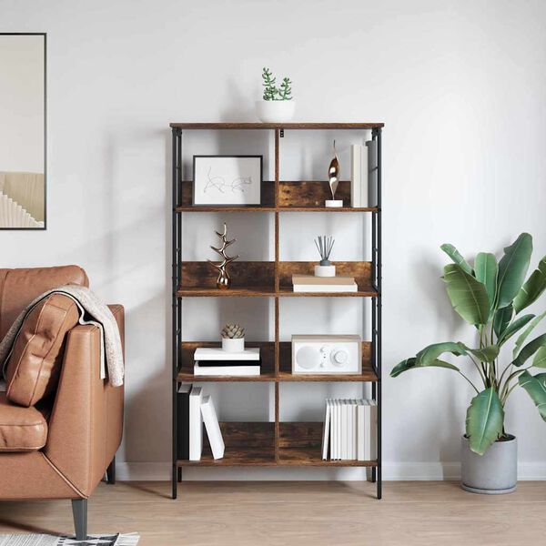 vidaXL Bookshelf Smoked Oak 82 x 32 x 144.5 cm Engineered Wood