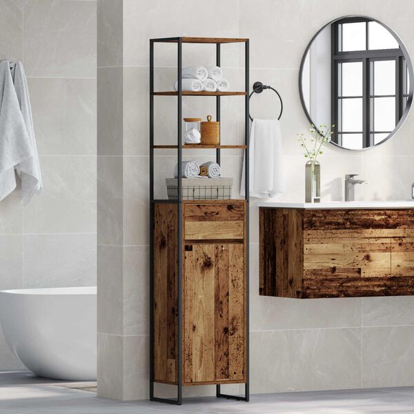 vidaXL Bathroom Cabinet Old Wood 40 x 30 x 180 cm Engineered Wood