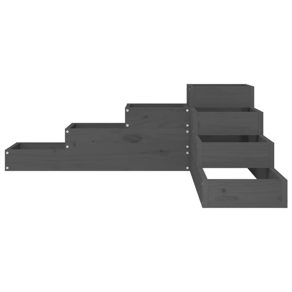 vidaXL Garden Planter 4-Tier 106x104.5x36 cm Grey Solid Wood Pine