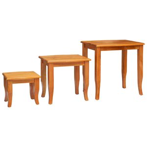vidaXL Nesting Side Tables 3 pcs Natural Solid Mahogany Wood