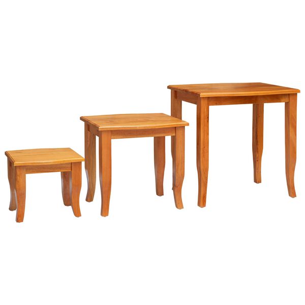 vidaXL Nesting Side Tables 3 pcs Natural Solid Mahogany Wood