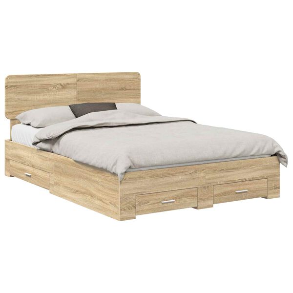 vidaXL Bed Frame with Drawer Sonoma Oak 150 x 200 cm Engineered Wood