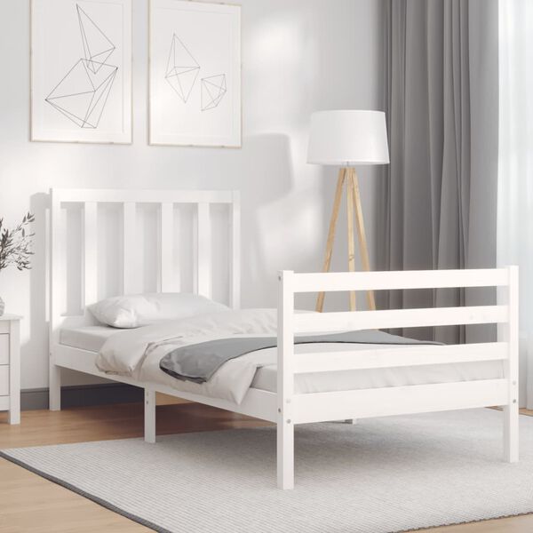 vidaXL Bed Frame without Mattress White 100x200 cm Solid Wood Pine