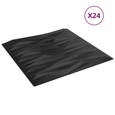 vidaXL Wall Panels 24 pcs Black 50x50 cm XPS 6 m² Stone
