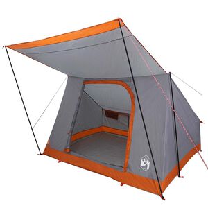 vidaXL Camping Tent Grey and Orange 282 x 225 x 154 cm Taffeta