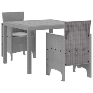 vidaXL Garden Dining Set 3 pcs Light Grey Polypropylene